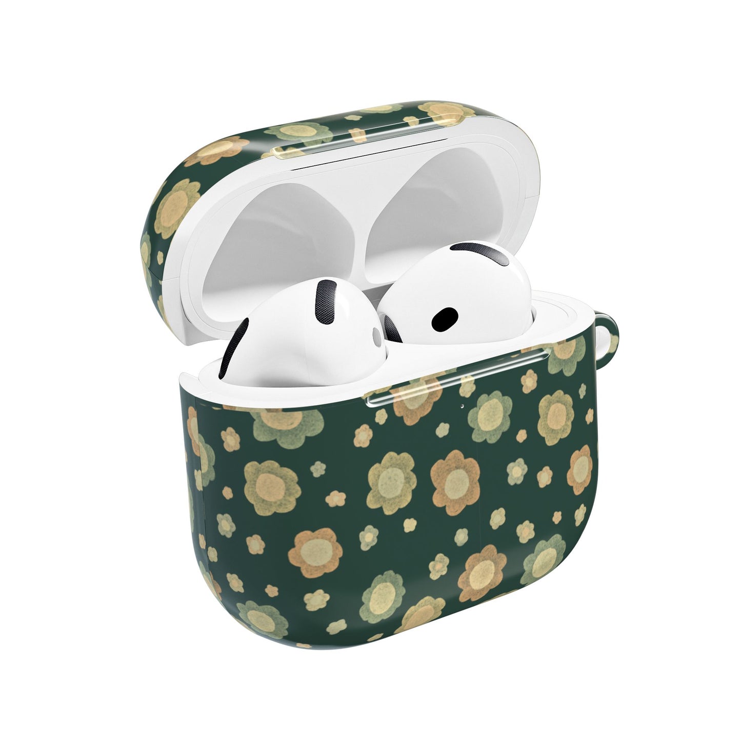 Floral Retro Green AirPod Case — Cute Yellow Flower Protective Cover
