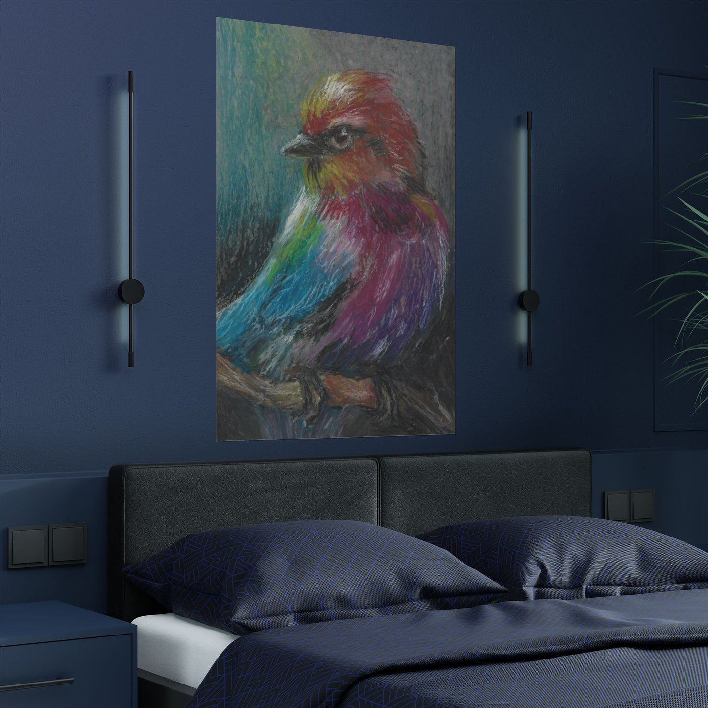 Satin Poster — Colorful Pastel Bird Art Print