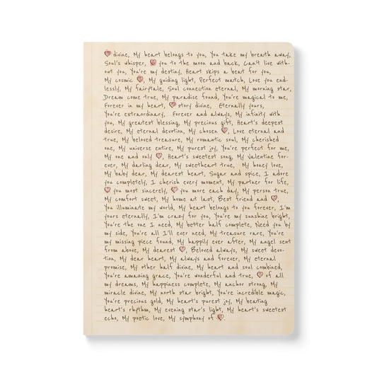 Handwritten Love Letter Softcover Journal — Romantic Keepsake Notebook (With Inside Prints)