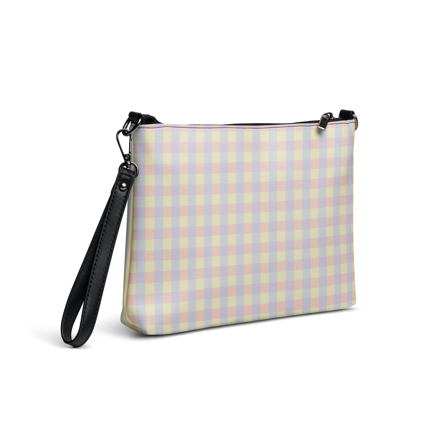 Just Color pastel print crossbody bag with removable shoulder and wrist straps, wearable color study collection