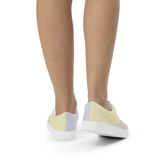 Just Color all-over print women's lace-up canvas shoes, wearable color study collection, back view