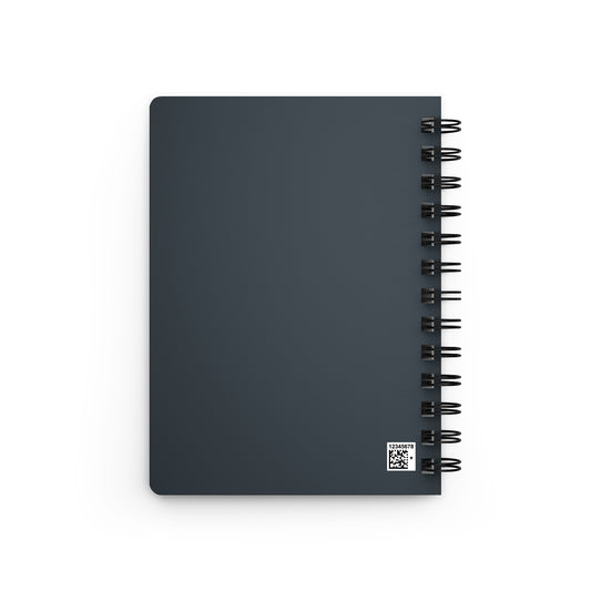 Compact spiral journal with Lena Kloper art cover — deep blue rainy waterfront scene, 150 lined pages