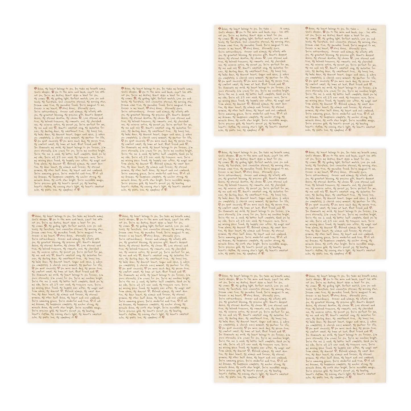 Vintage Handwritten  love Letter Greeting Cards — 5-Pack Blank Note Cards