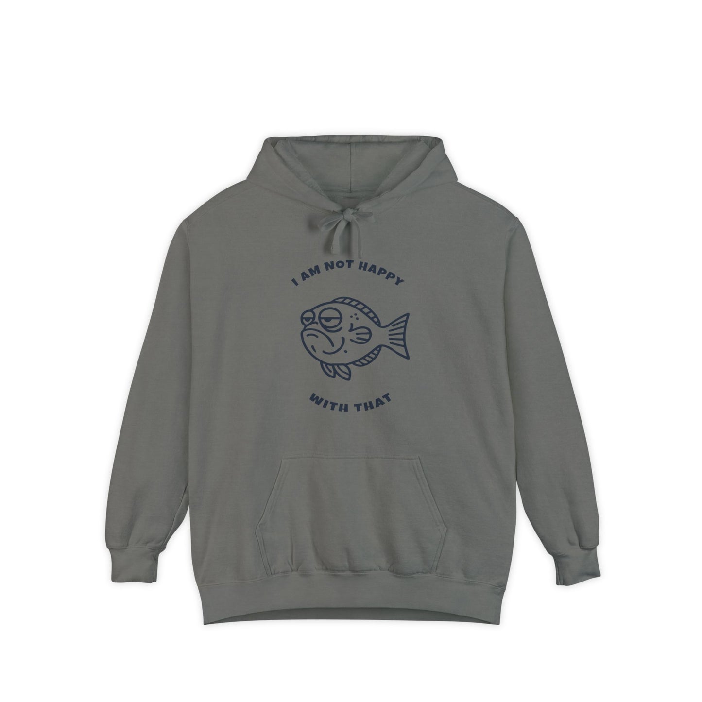 Hoodie — "I Am Not Happy With That" Grumpy Fish Graphic Hoodie