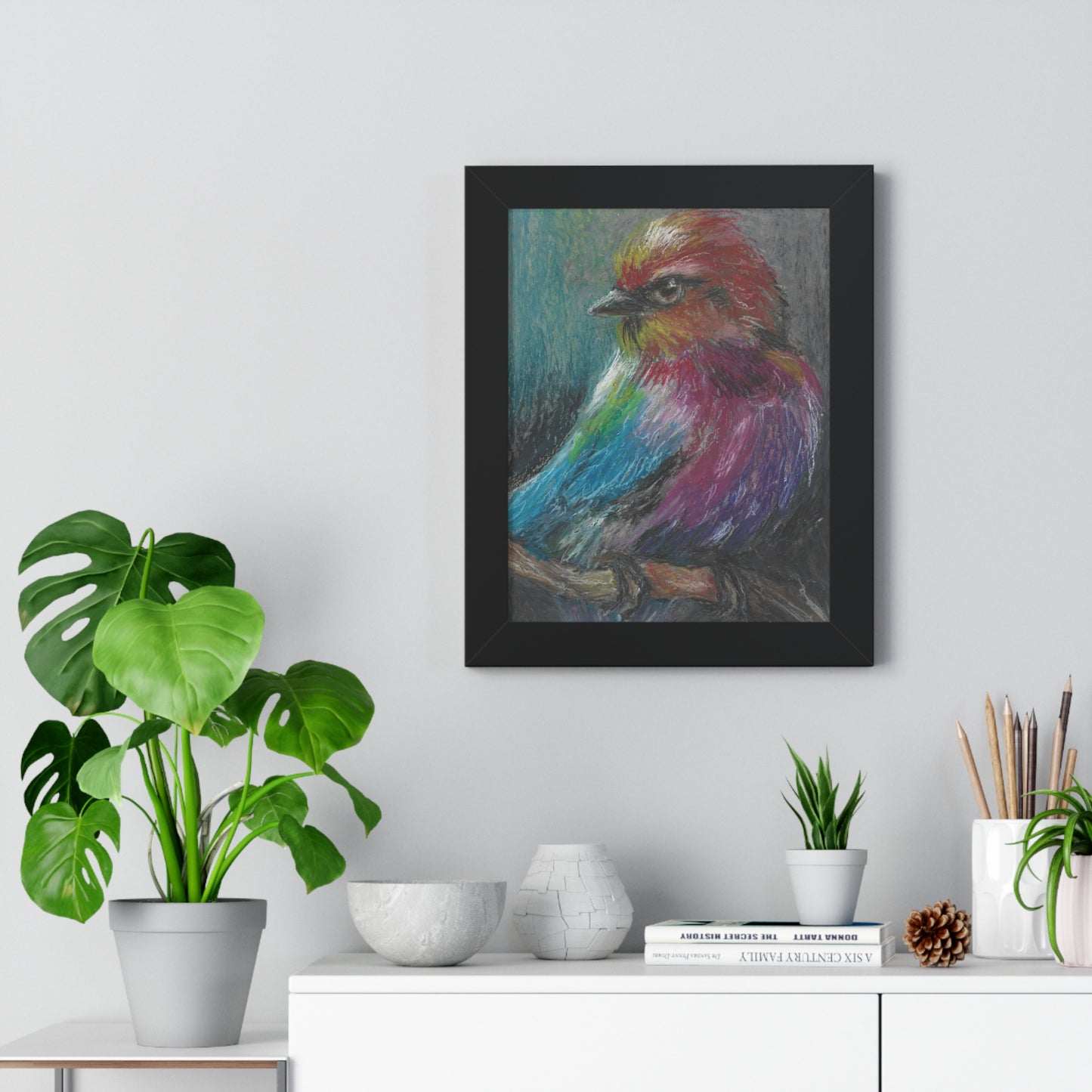 Colorful Songbird Framed Poster — Vibrant Bird Art Print