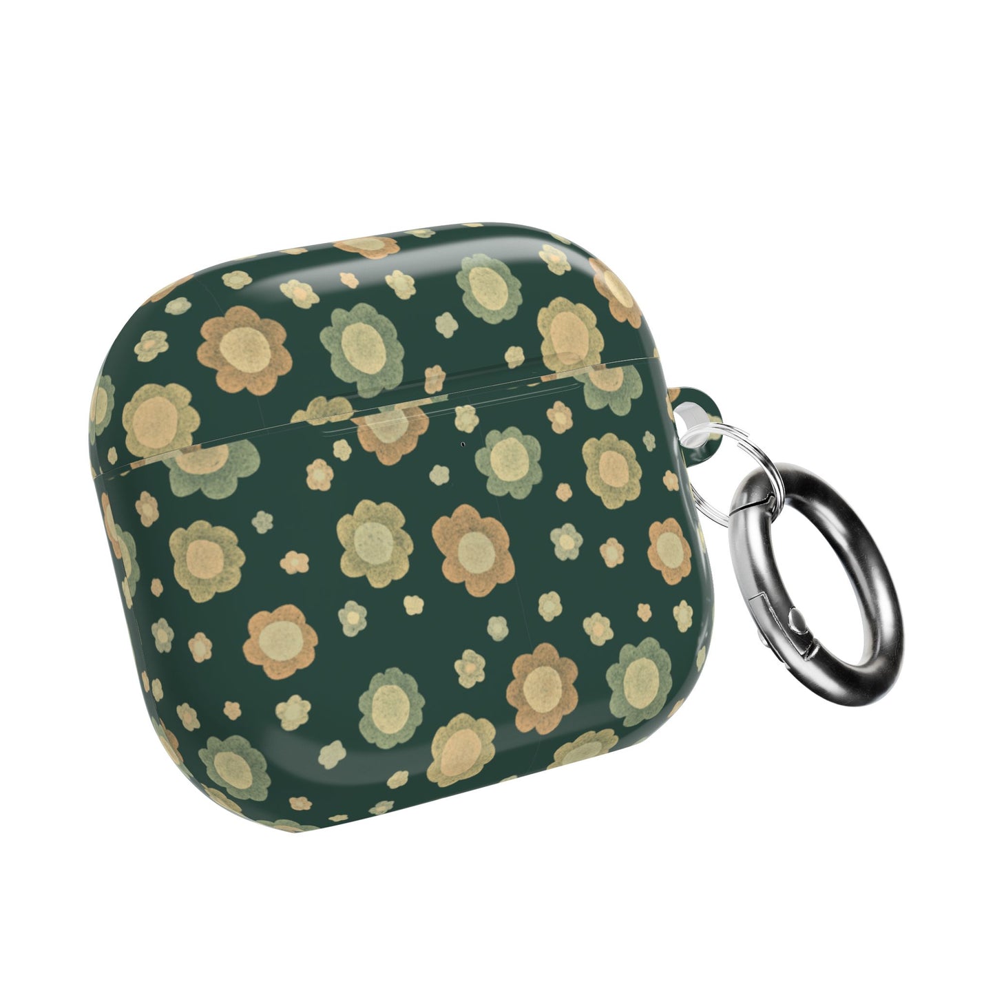Floral Retro Green AirPod Case — Cute Yellow Flower Protective Cover