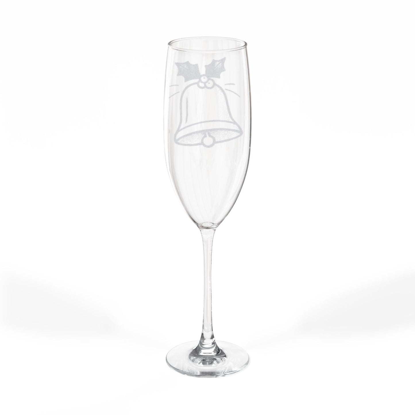 Engraved Champagne Flute – Holiday Bell Design, 8 oz