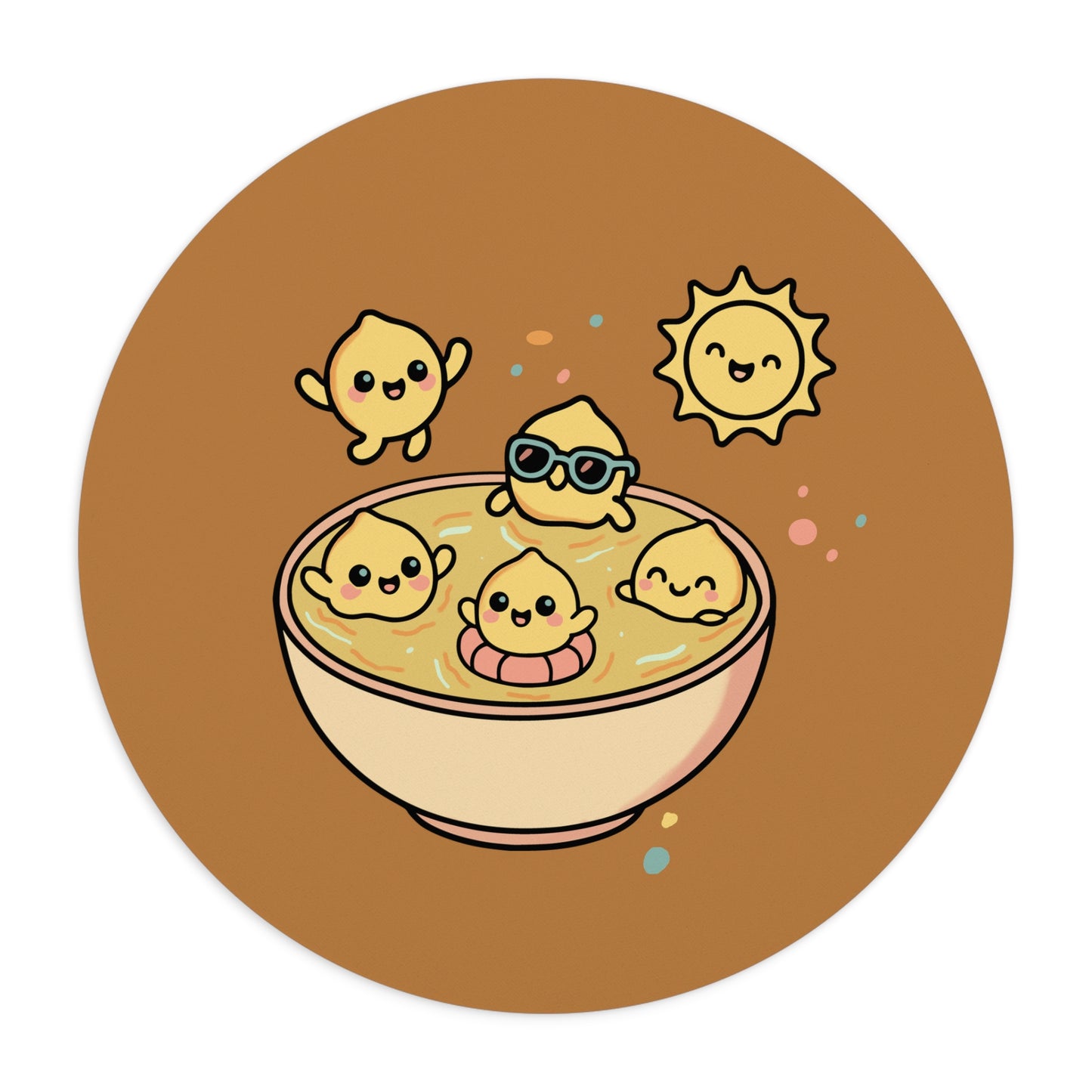 Cute ChickPeas Bowl Mouse Pad — Kawaii Sunny Chickens Desk Mat