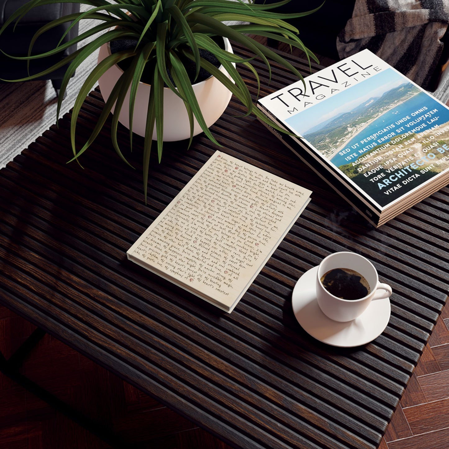 Hardback Journal — Vintage Handwritten Love-Letter Cover, Ruled Notebook for Journaling & Gift