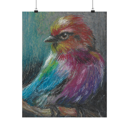 Satin Poster — Colorful Pastel Bird Art Print