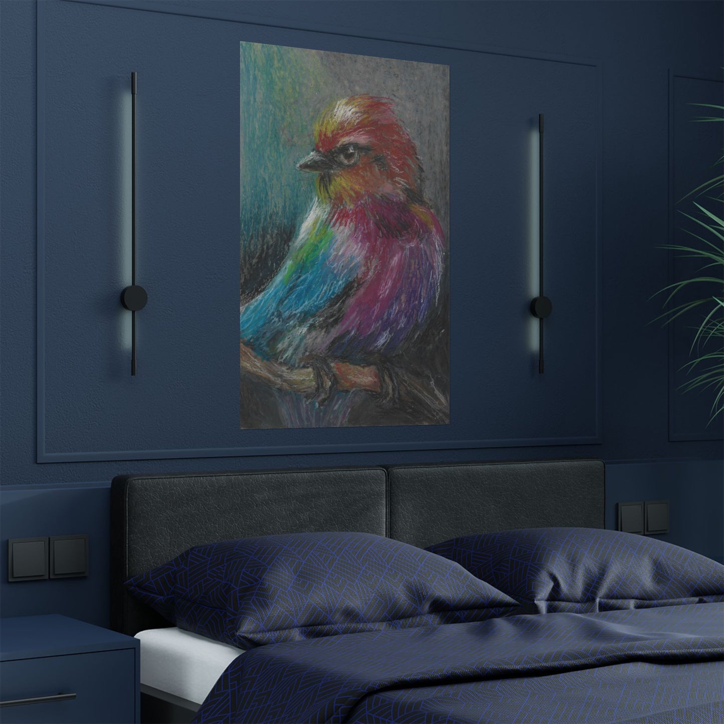 Satin Poster — Colorful Pastel Bird Art Print