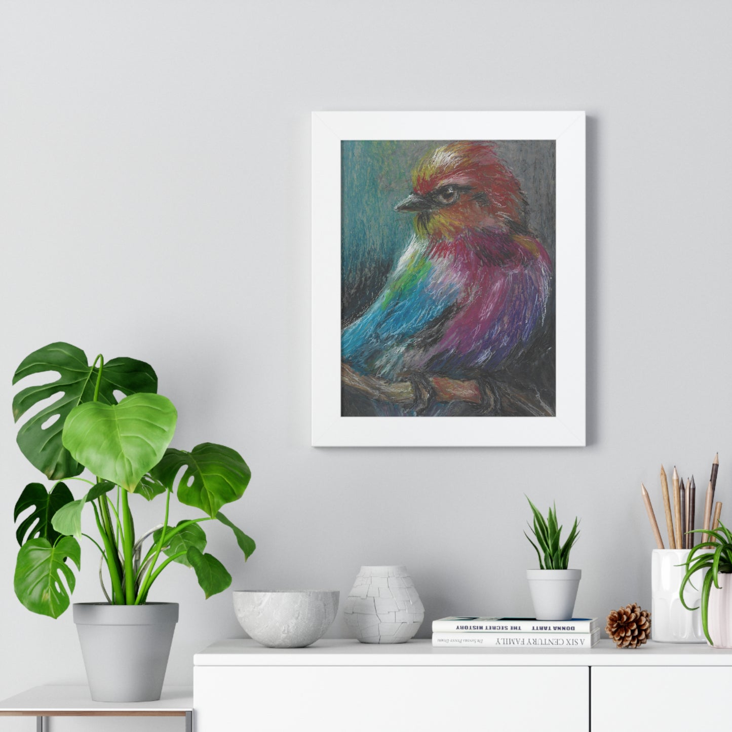Colorful Songbird Framed Poster — Vibrant Bird Art Print