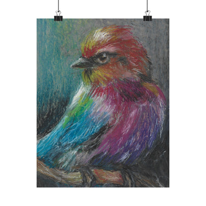 Satin Poster — Colorful Pastel Bird Art Print