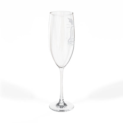 Engraved Champagne Flute – Holiday Bell Design, 8 oz