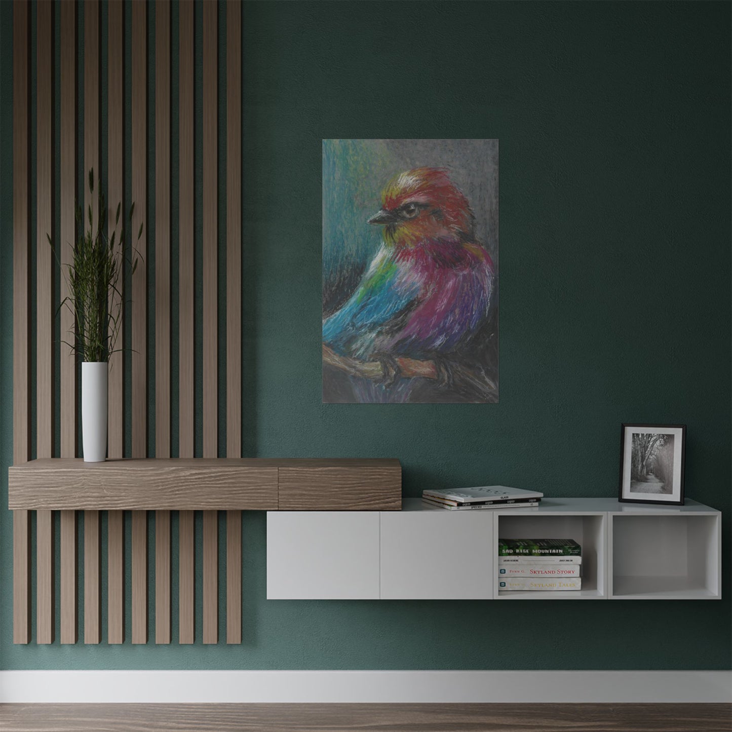 Satin Poster — Colorful Pastel Bird Art Print