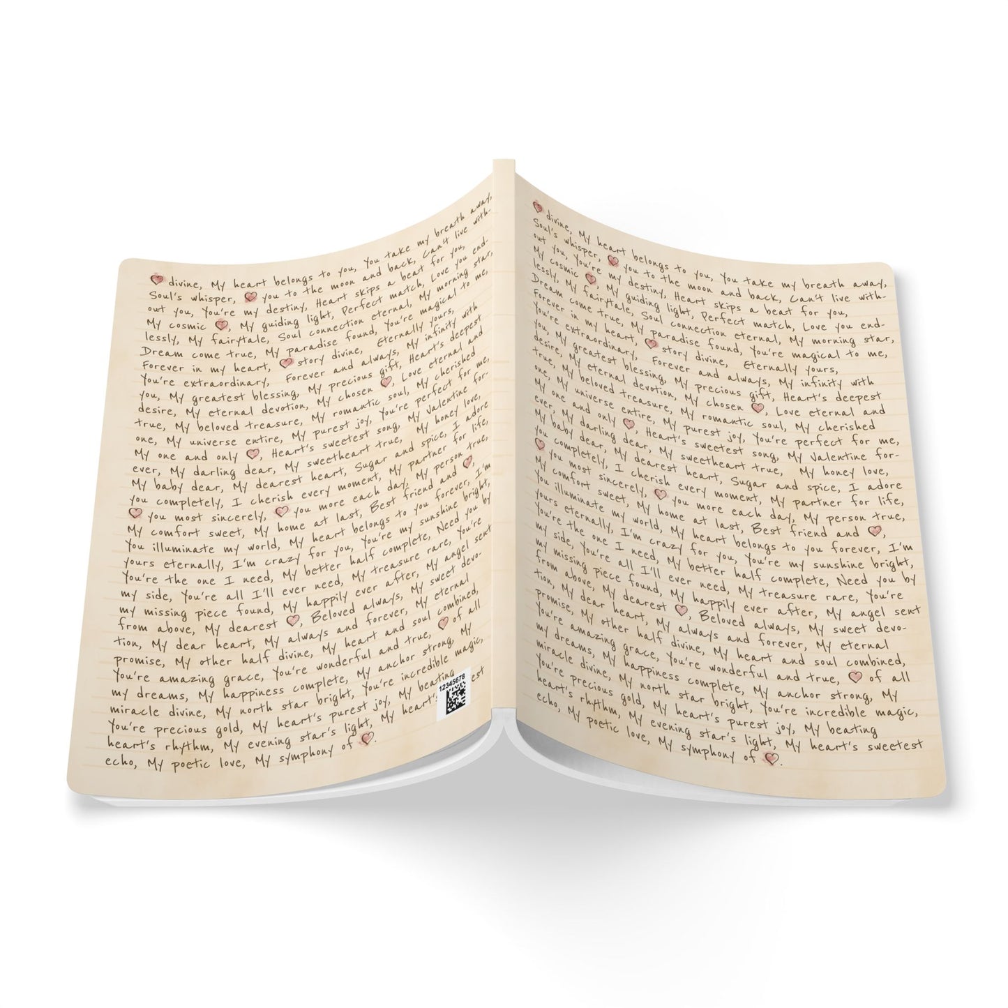 Handwritten Love Letter Softcover Journal — Romantic Keepsake Notebook (With Inside Prints)