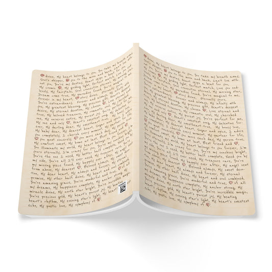 Handwritten Love Letter Softcover Journal — Romantic Keepsake Notebook (With Inside Prints)