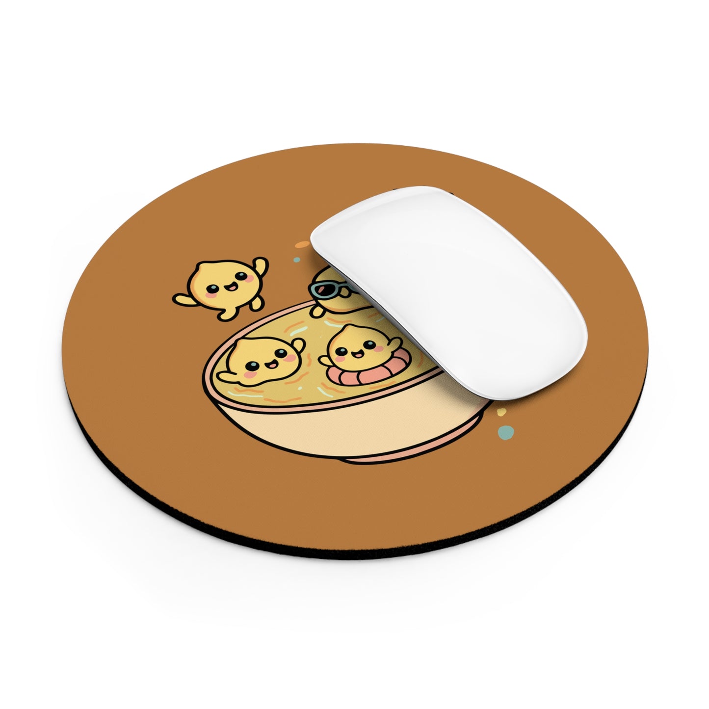 Cute ChickPeas Bowl Mouse Pad — Kawaii Sunny Chickens Desk Mat
