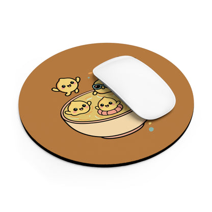Cute ChickPeas Bowl Mouse Pad — Kawaii Sunny Chickens Desk Mat