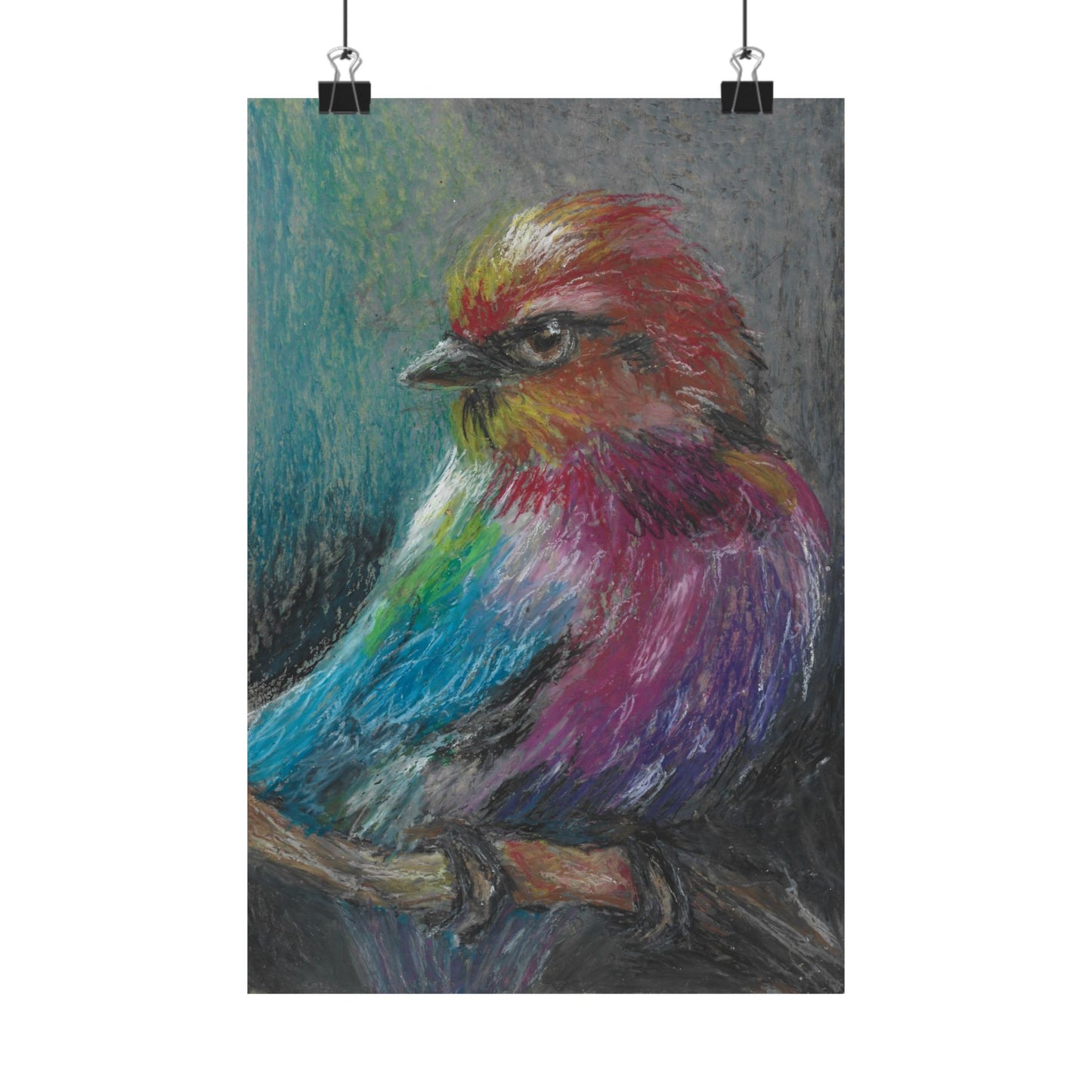 Satin Poster — Colorful Pastel Bird Art Print