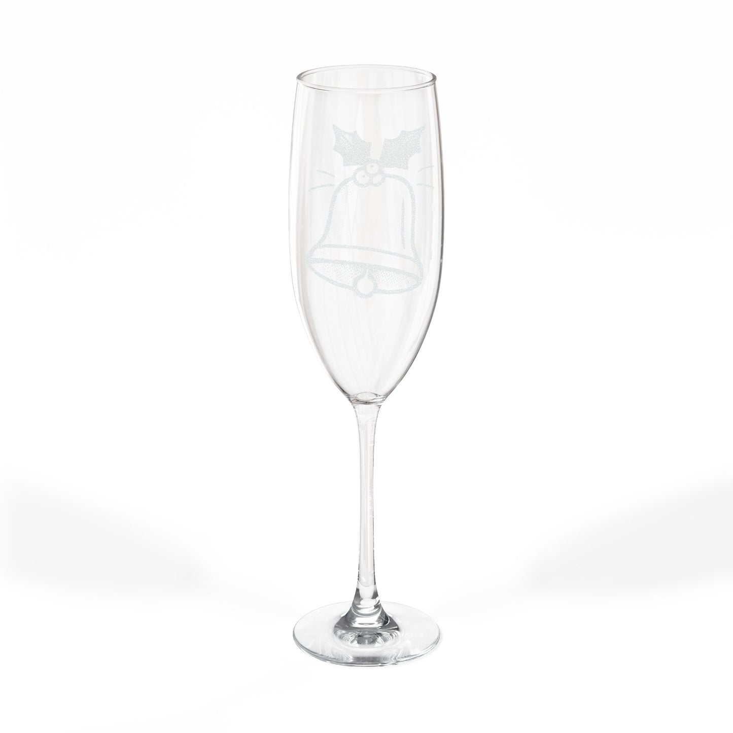 Engraved Champagne Flute – Holiday Bell Design, 8 oz
