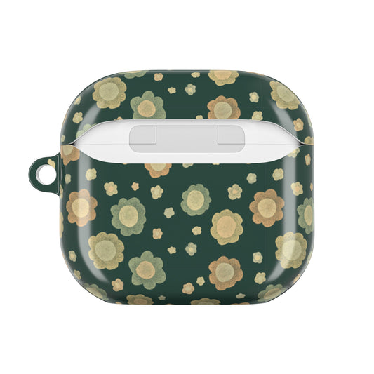 Floral Retro Green AirPod Case — Cute Yellow Flower Protective Cover