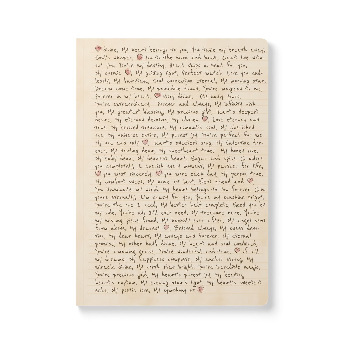 Handwritten Love Letter Softcover Journal — Romantic Keepsake Notebook (With Inside Prints)