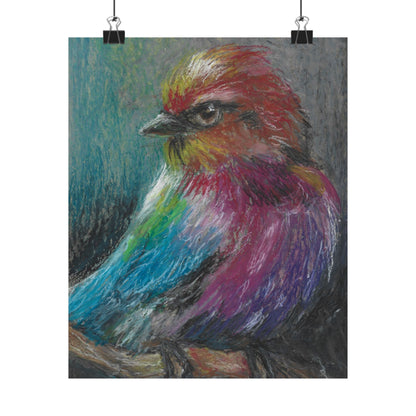 Satin Poster — Colorful Pastel Bird Art Print