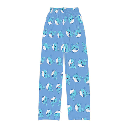 Kids Whale Print Lounge Pants — Cute Blue All-Over-Print Pajama Bottoms