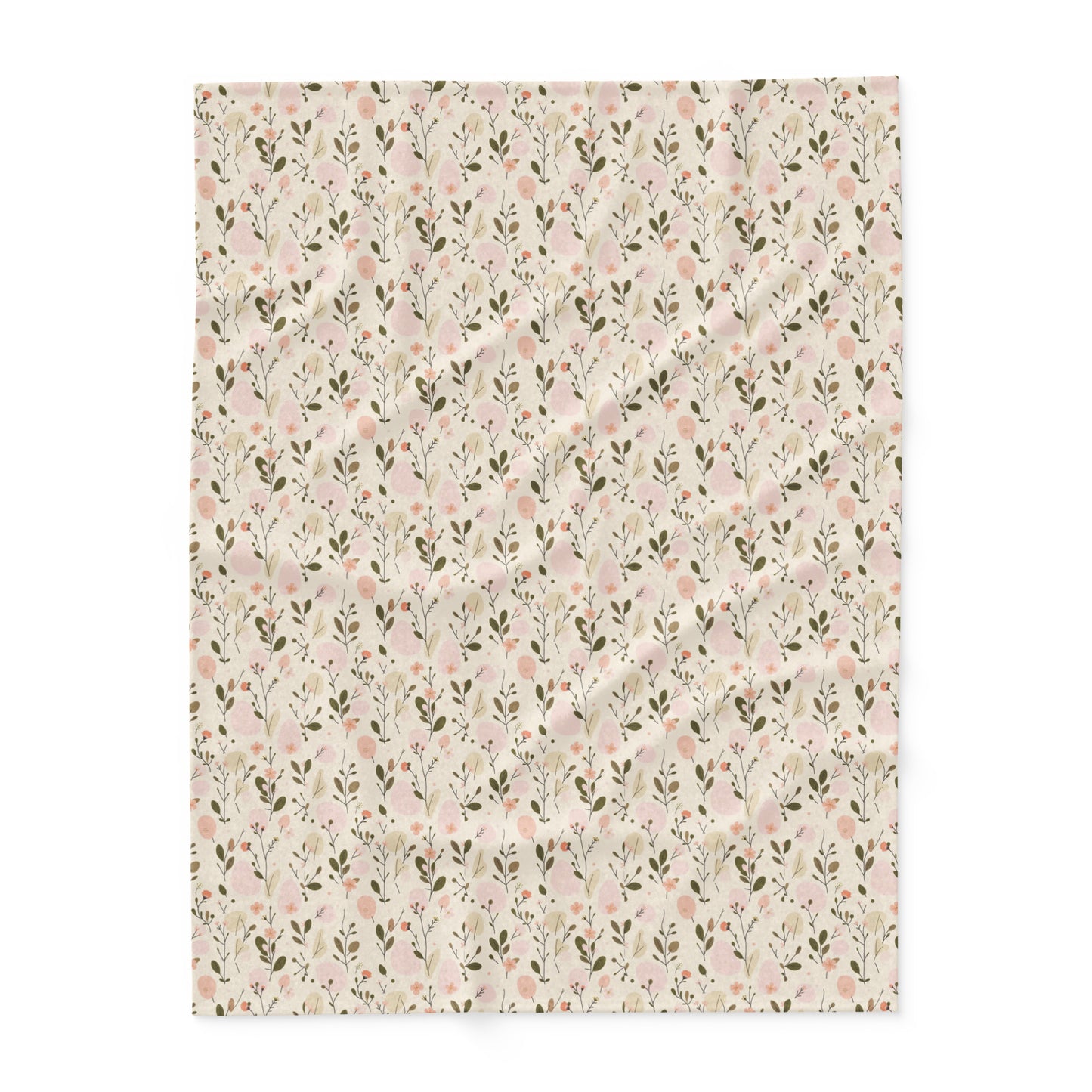 Women's floral fleece blanket in three sizes — peach cream botanical pattern by MWL