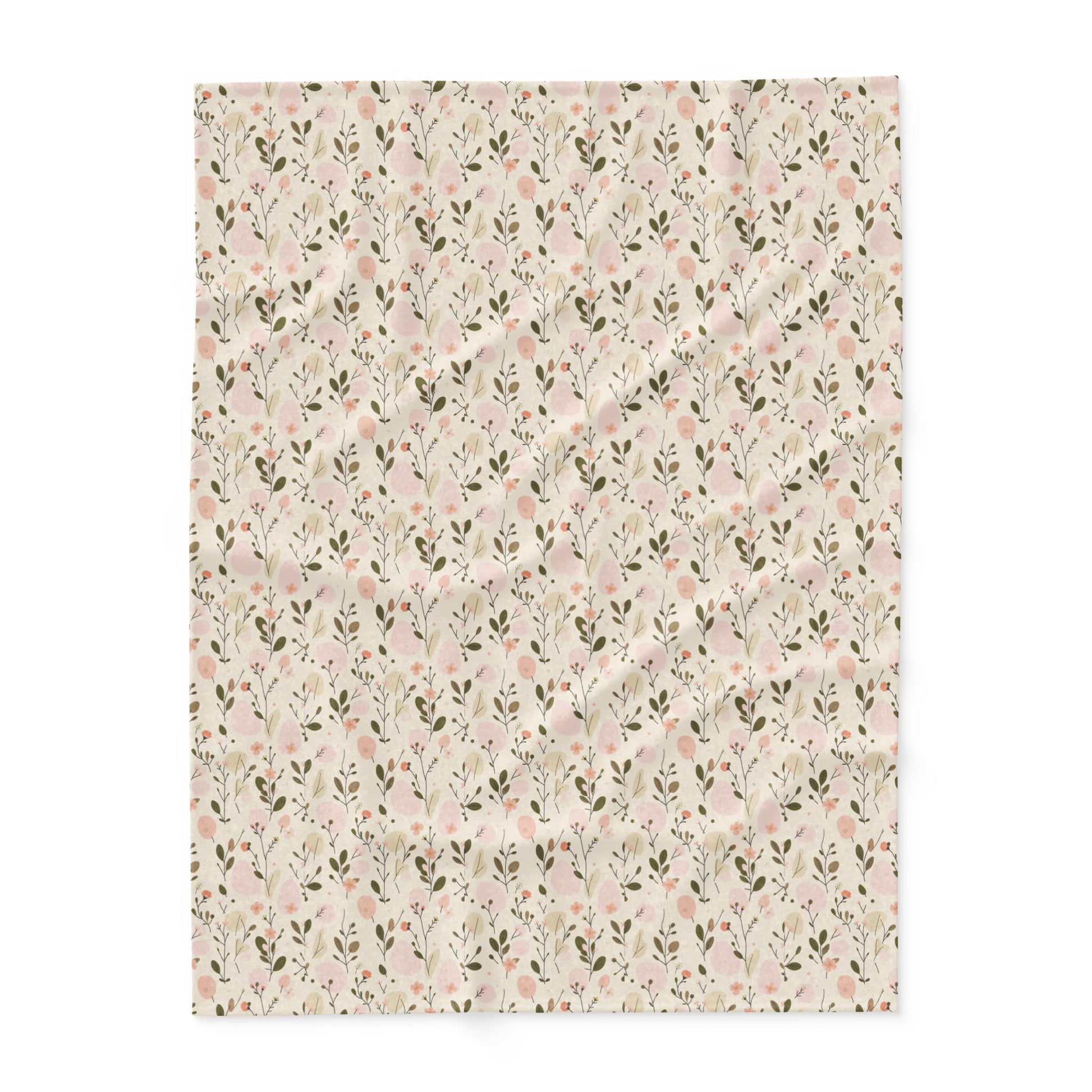 Women's floral fleece blanket in three sizes — peach cream botanical pattern by MWL