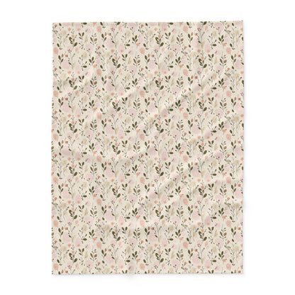 Women's floral fleece blanket in three sizes — peach cream botanical pattern by MWL