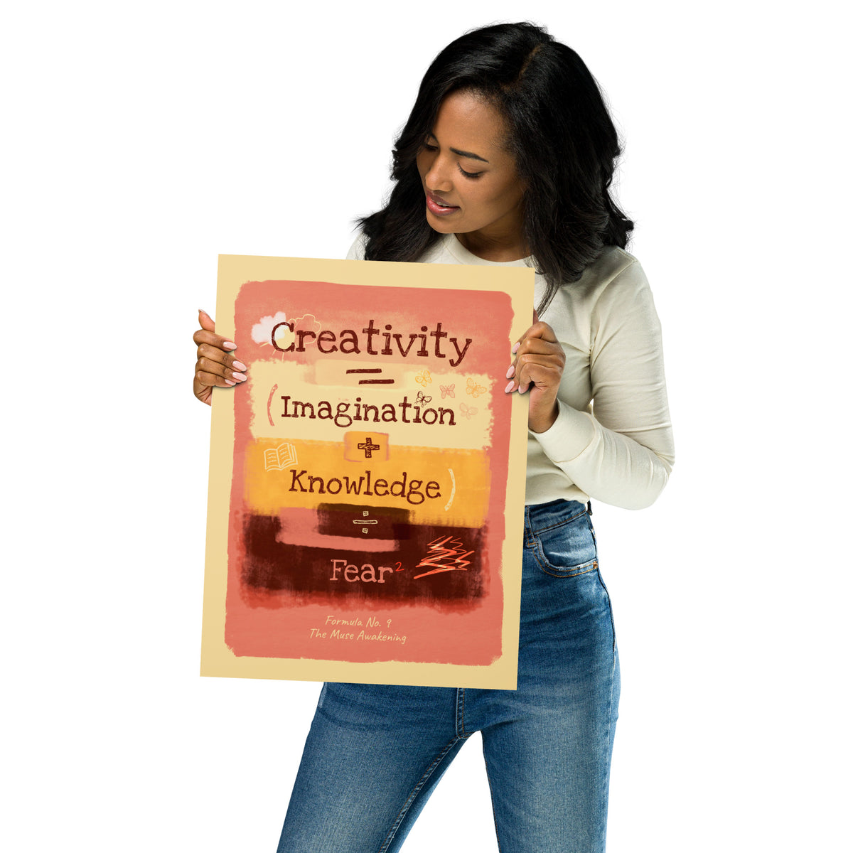 Formula No. 9 Creativity poster, 12 x 16 inch: Creativity equals Imagination plus Knowledge, divided by Fear squared