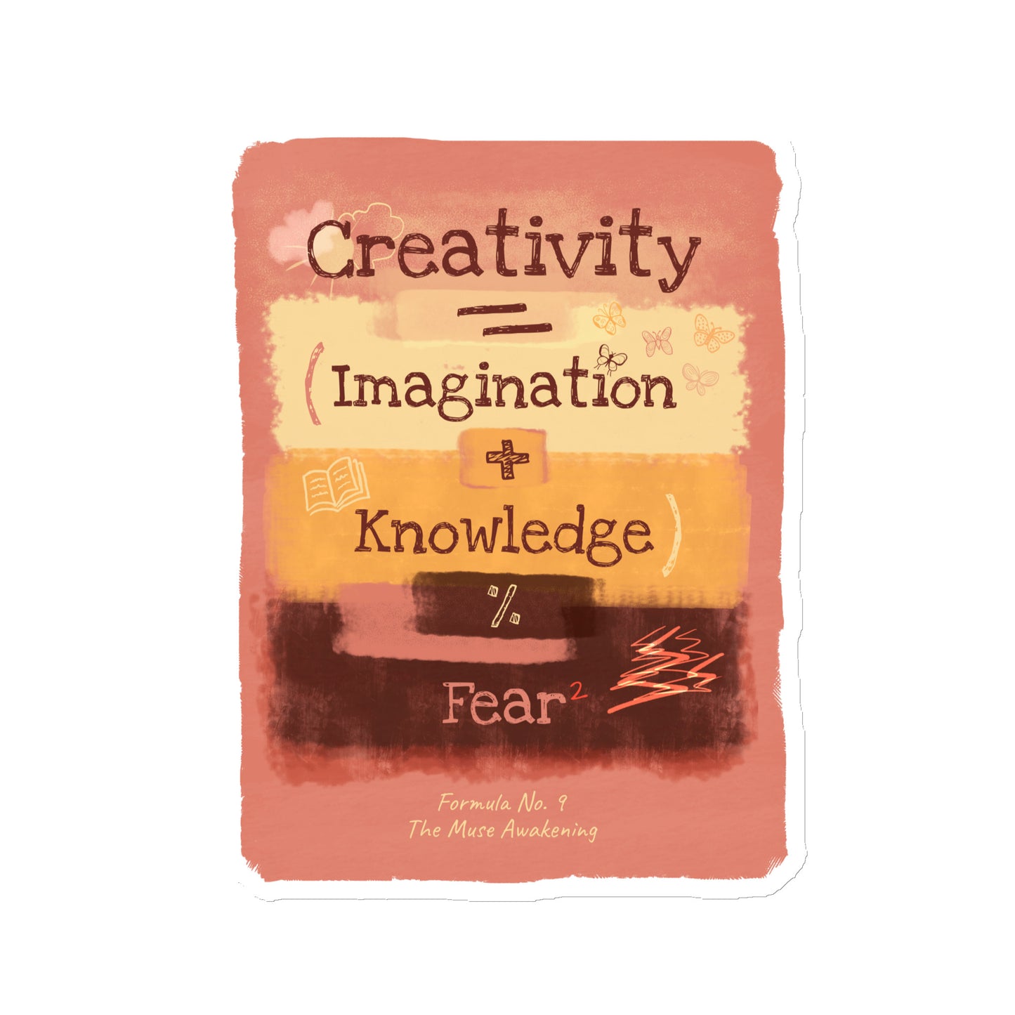 Premium matte vinyl magnet with illustrated creativity formula, strong magnetic backing, three sizes