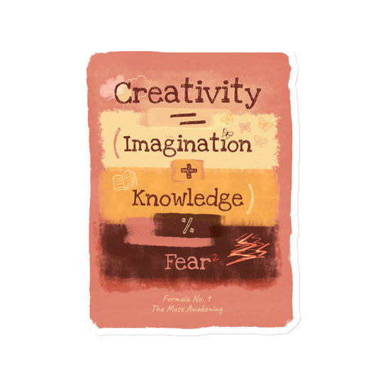 Premium matte vinyl magnet with illustrated creativity formula, strong magnetic backing, three sizes