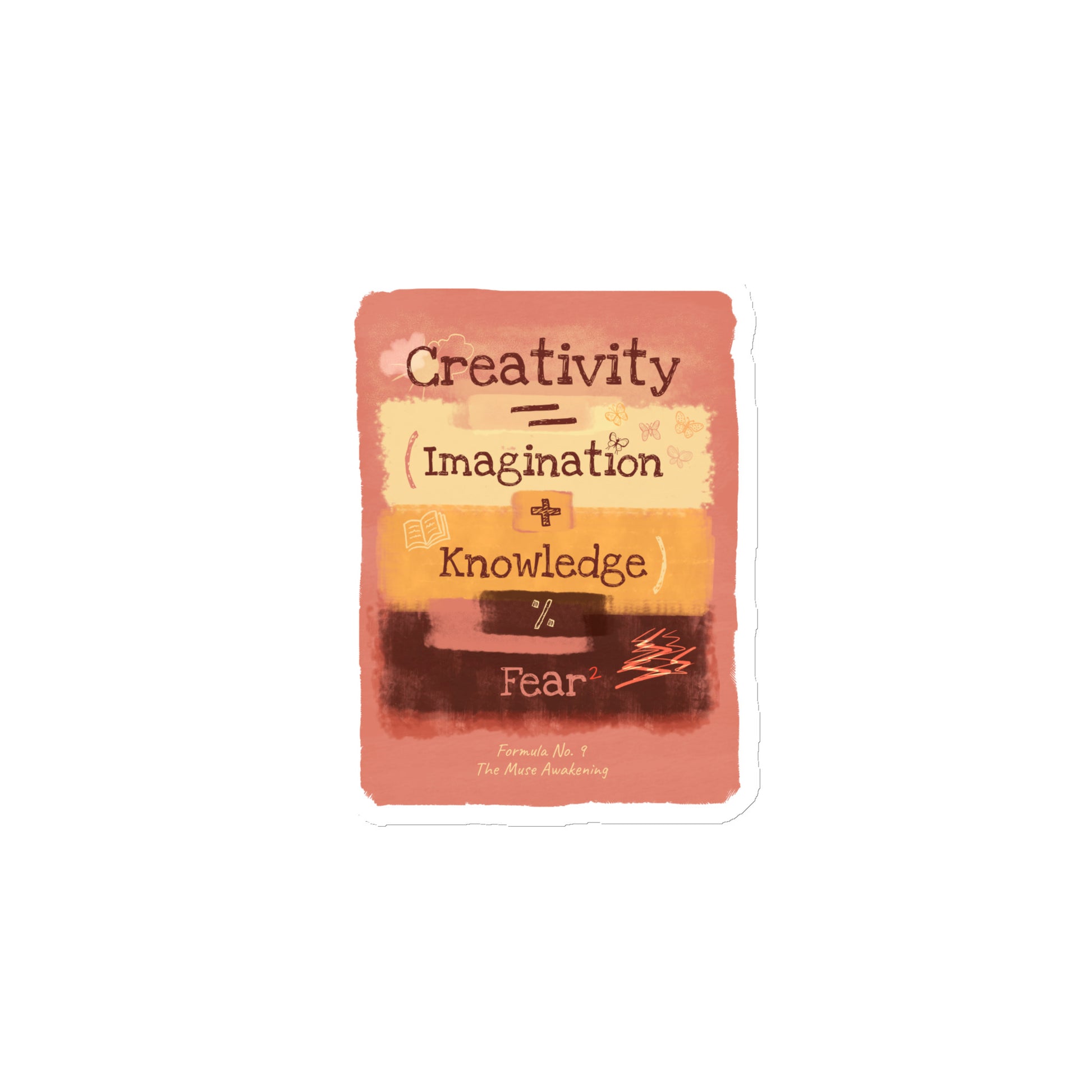 Creativity formula fridge magnet — illustrated equation art magnet in warm retro tones, matte finish