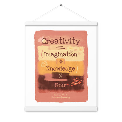 Formula No. 9 Muse Awakening poster with natural wood hanger and magnetic closure, styled on a wall