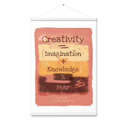 Illustrated creativity law print on matte paper with Baltic wood hangers and matching string