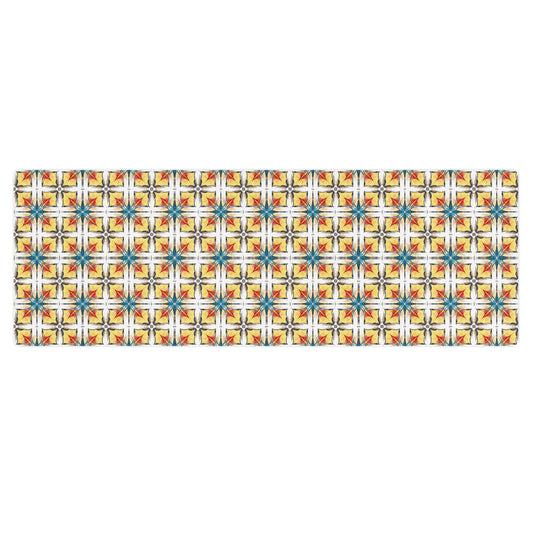 Fuego & Flow printed yoga mat with anti-slip rubber base, retro boho pattern