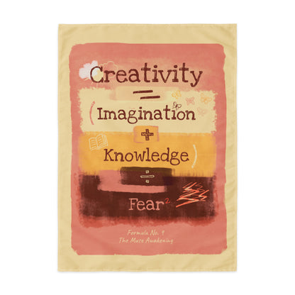 Formula No. 9 Creativity wall tapestry, 26 x 36 inch: Creativity equals Imagination plus Knowledge, divided by Fear squared