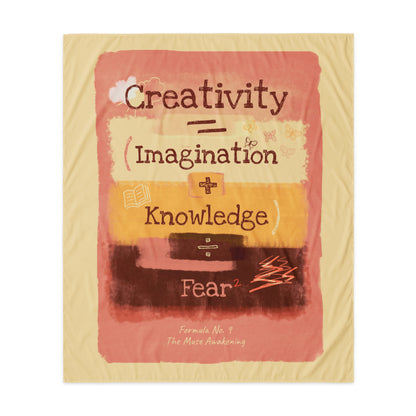 Formula No. 9 Creativity wall tapestry, 50 x 60 inch: Creativity equals Imagination plus Knowledge, divided by Fear squared