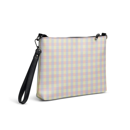 Just Color pastel print crossbody bag with removable shoulder and wrist straps, wearable color study collection