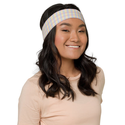 Just Color all-over print headband, wearable color study collection, shown in two sizes