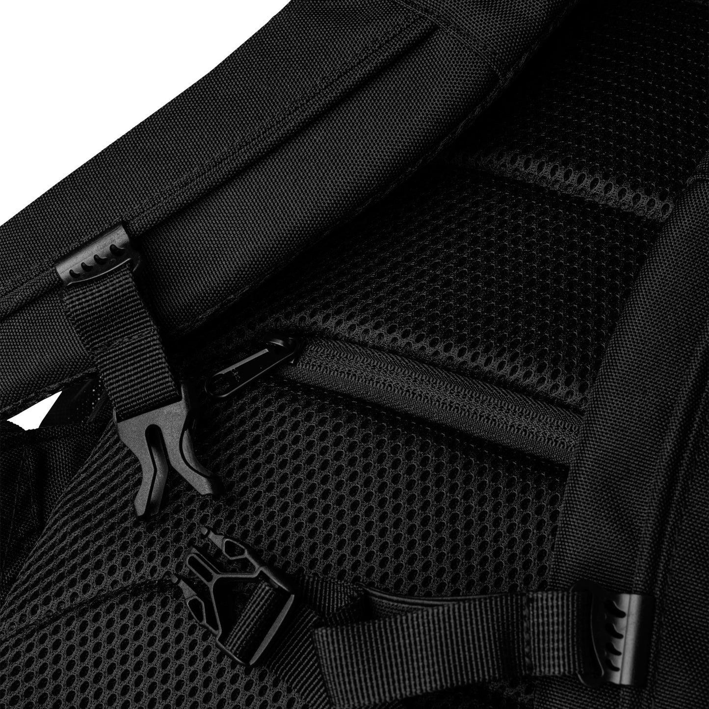 Just Color all-over print utility backpack, wearable color study collection, back view