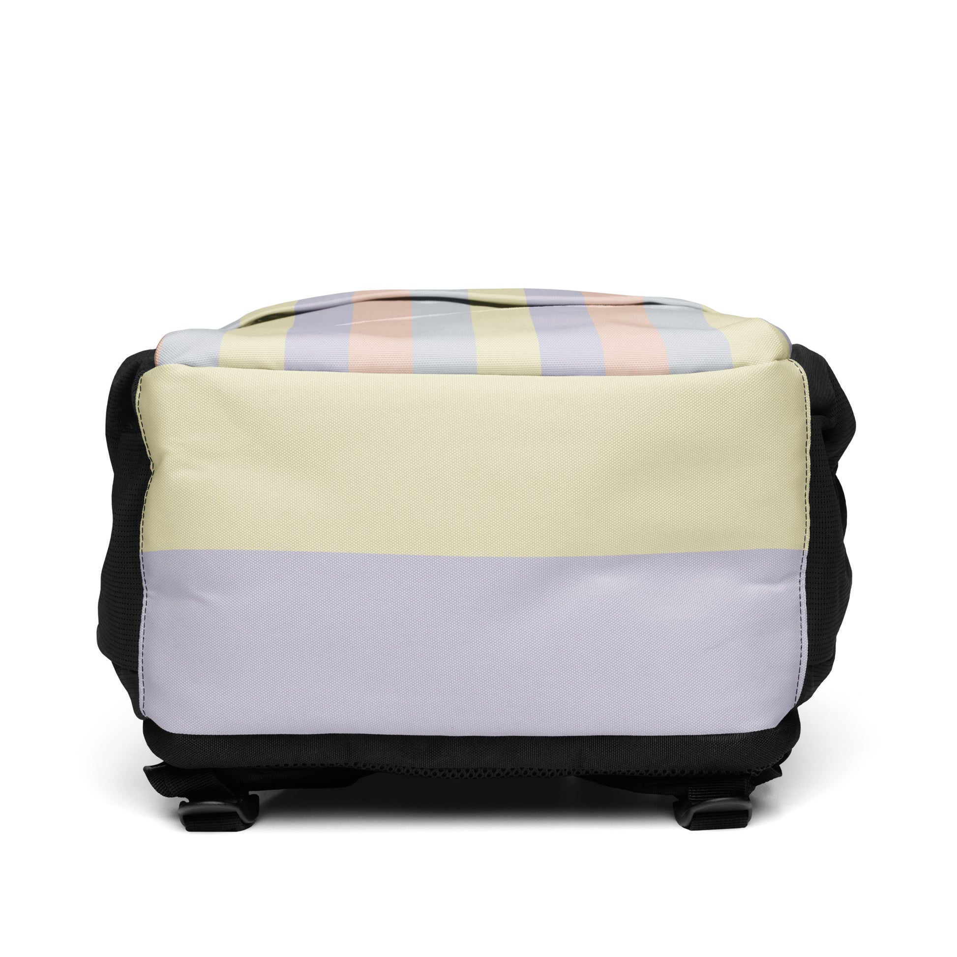 Just Color all-over print utility backpack, wearable color study collection, bottom view