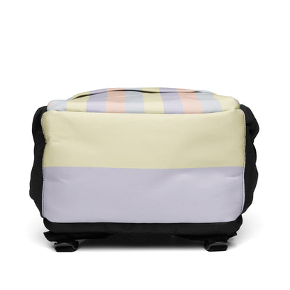 Just Color all-over print utility backpack, wearable color study collection, bottom view