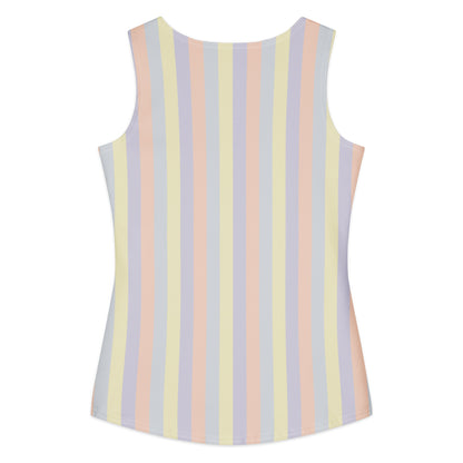 Women's all-over print cotton tank top in wearable color study collection, back pastel design