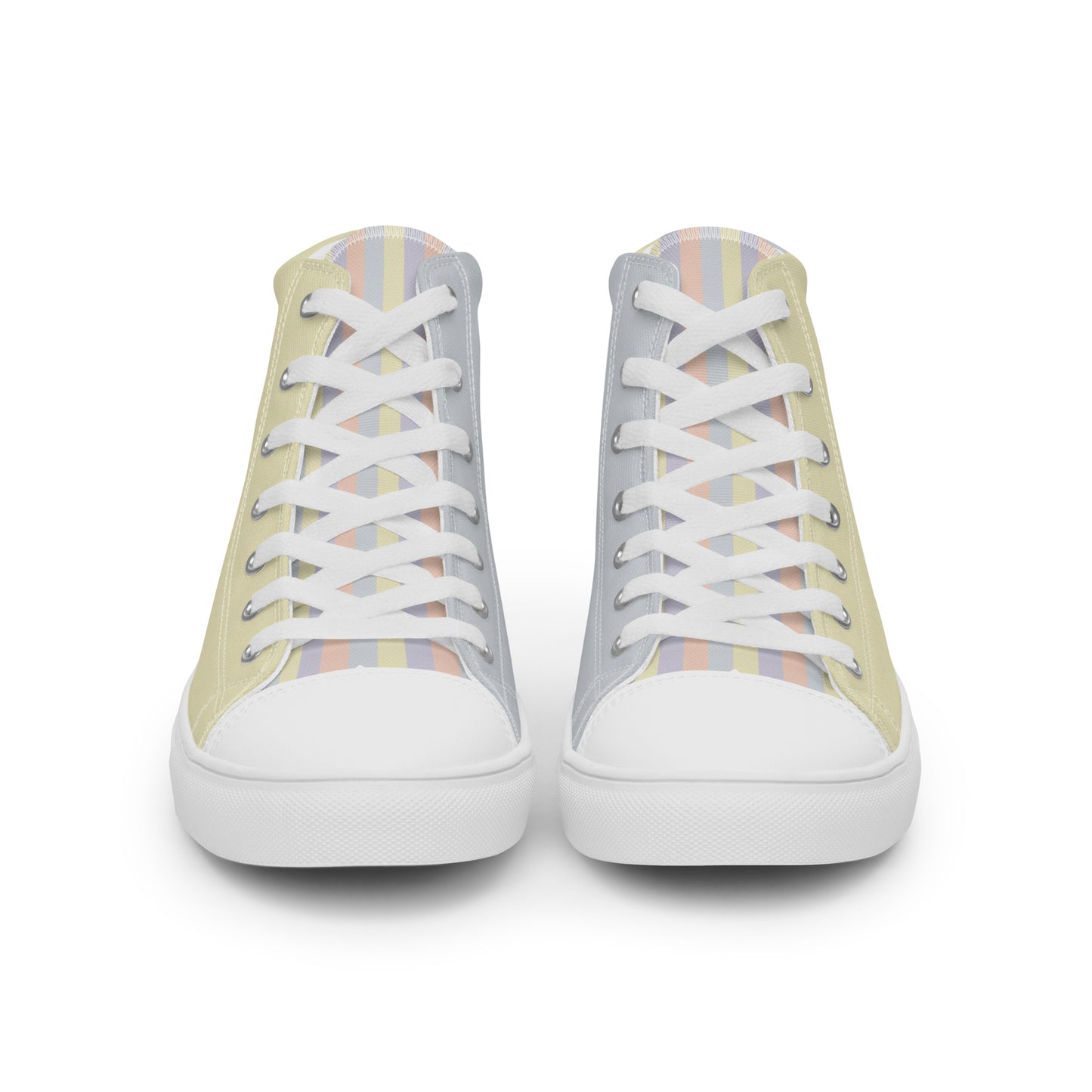 Just Color all-over print women's high top canvas shoes, wearable color study collection, front view