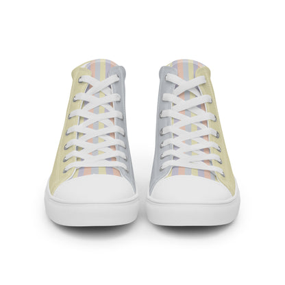 Just Color all-over print women's high top canvas shoes, wearable color study collection, front view