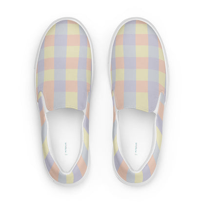 Just Color all-over print women's canvas slip-ons, wearable color study collection, top view